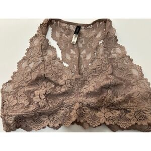 Jenny Jen Lingerie White Lace Bralette, Style 1174, Racerback, Lined, Size XL